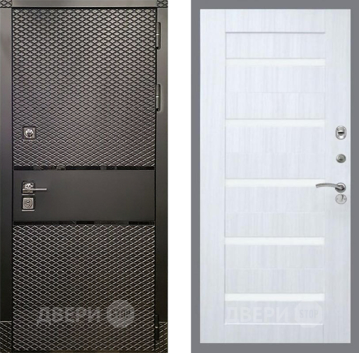 Дверь Рекс (REX) 15 Черный Кварц СБ-14 стекло белое Сандал белый в Рузе