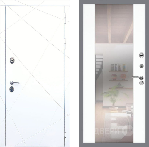 Входная металлическая Дверь Рекс (REX) 13 Силк Сноу СБ-16 Зеркало Силк Сноу в Рузе