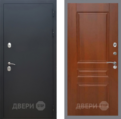 Входная металлическая Дверь Рекс (REX) 5 Черный Муар FL-243 Итальянский орех в Рузе