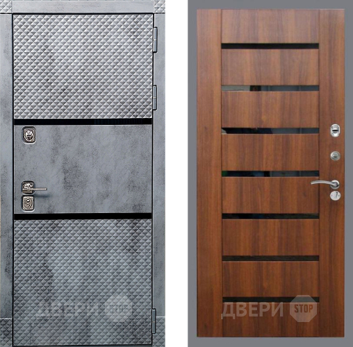 Дверь Рекс (REX) 15 Бетон Темный СБ-14 стекло черное Орех бренди в Рузе