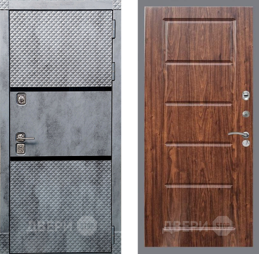 Входная металлическая Дверь Рекс (REX) 15 Бетон Темный FL-39 орех тисненый в Рузе