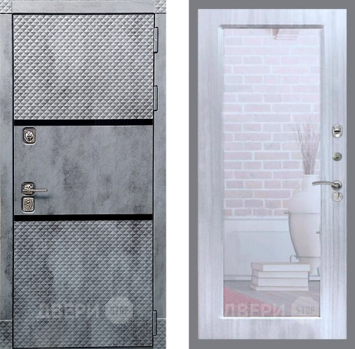 Дверь Рекс (REX) 15 Бетон Темный Зеркало Пастораль Сандал белый в Рузе