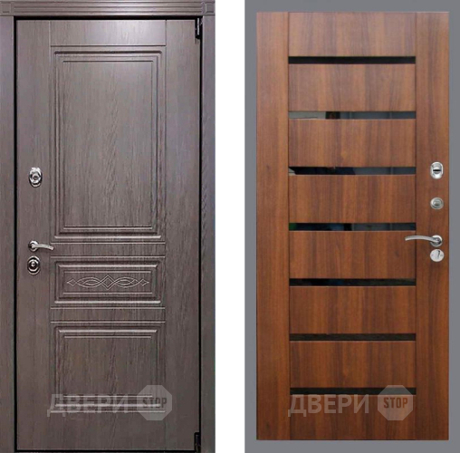 Входная металлическая Дверь Рекс (REX) Премиум-S СБ-14 стекло черное Орех бренди в Рузе