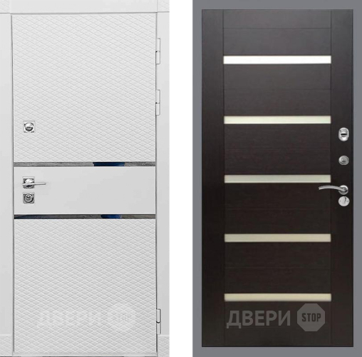 Входная металлическая Дверь Рекс (REX) 15 Силк Сноу СБ-14 стекло белое венге поперечный в Рузе