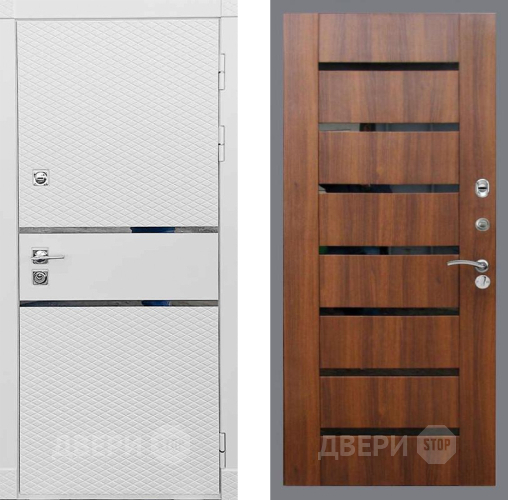 Входная металлическая Дверь Рекс (REX) 15 Силк Сноу СБ-14 стекло черное Орех бренди в Рузе