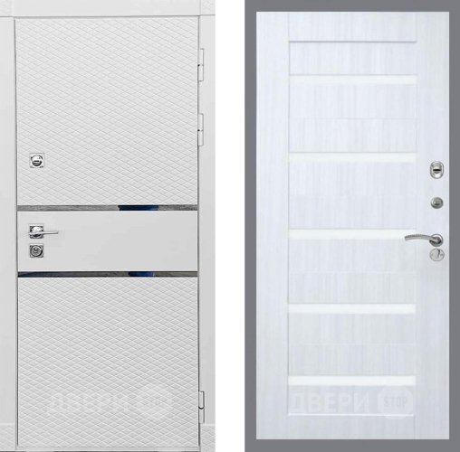 Входная металлическая Дверь Рекс (REX) 15 Силк Сноу СБ-14 стекло белое Сандал белый в Рузе