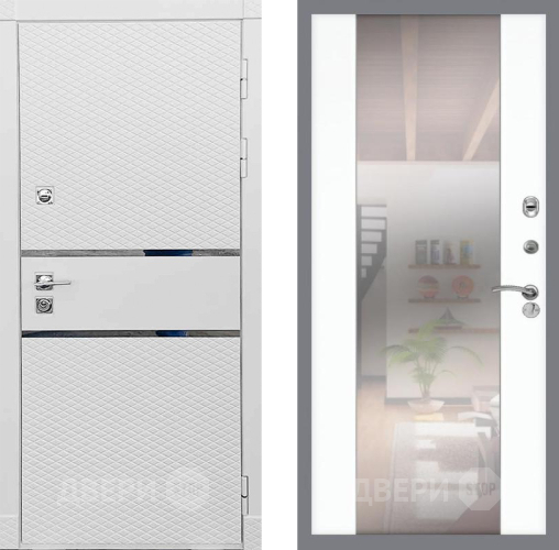 Входная металлическая Дверь Рекс (REX) 15 Силк Сноу СБ-16 Зеркало Силк Сноу в Рузе