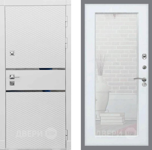 Входная металлическая Дверь Рекс (REX) 15 Силк Сноу Зеркало Пастораль Силк Сноу в Рузе