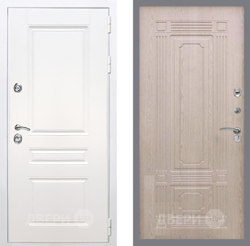 Входная металлическая Дверь Рекс (REX) Премиум-н Силк Сноу FL-2 Беленый дуб в Рузе