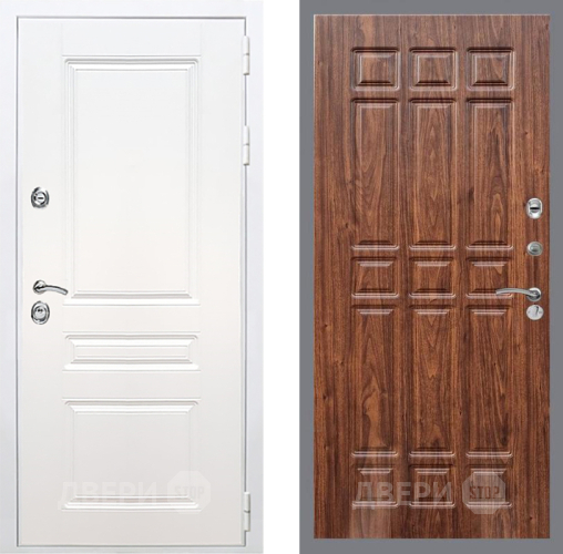 Входная металлическая Дверь Рекс (REX) Премиум-н Силк Сноу FL-33 орех тисненый в Рузе