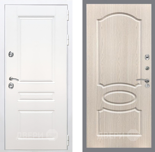 Входная металлическая Дверь Рекс (REX) Премиум-н Силк Сноу FL-128 Беленый дуб в Рузе