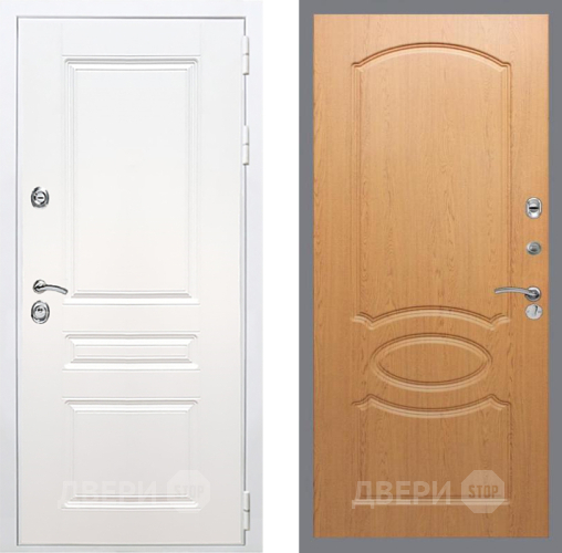 Входная металлическая Дверь Рекс (REX) Премиум-н Силк Сноу FL-128 Дуб в Рузе