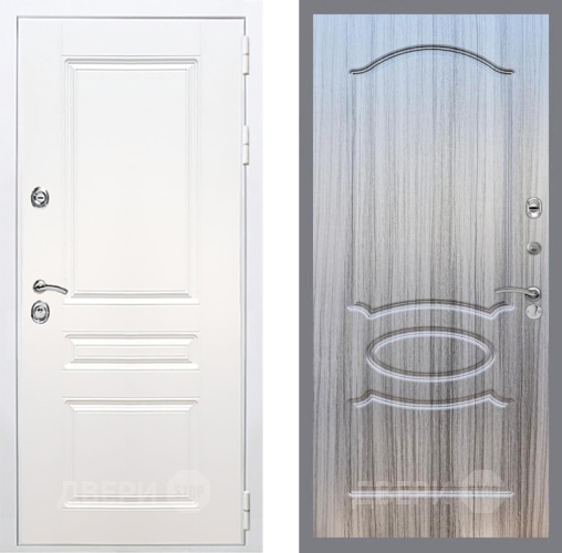 Входная металлическая Дверь Рекс (REX) Премиум-н Силк Сноу FL-128 Сандал грей в Рузе