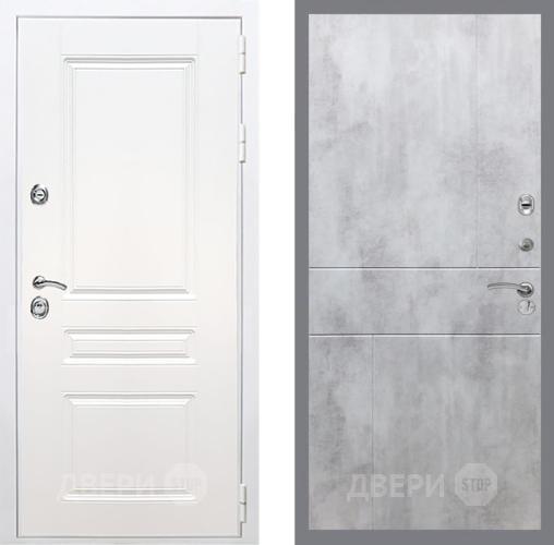 Входная металлическая Дверь Рекс (REX) Премиум-н Силк Сноу FL-290 Бетон светлый в Рузе