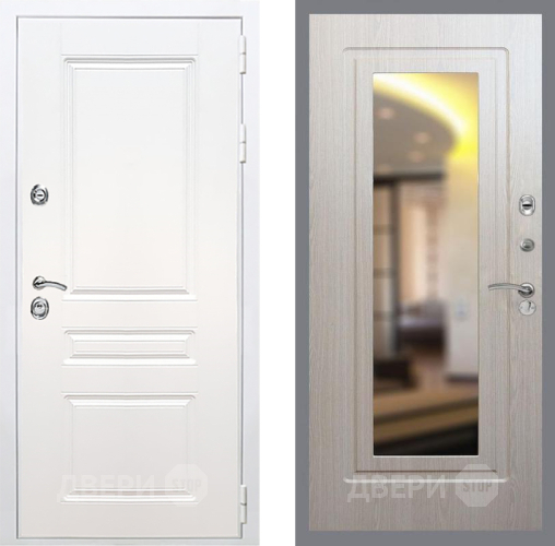 Входная металлическая Дверь Рекс (REX) Премиум-н Силк Сноу FLZ-120 Беленый дуб в Рузе