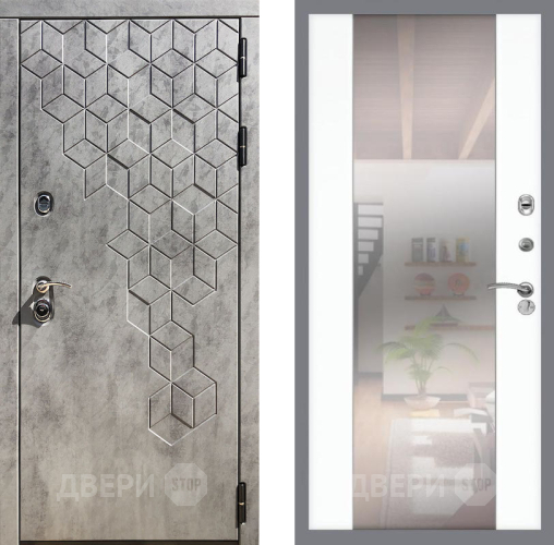 Входная металлическая Дверь Рекс (REX) 23 СБ-16 Зеркало Силк Сноу в Рузе