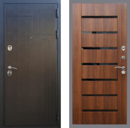 Дверь Рекс (REX) Премиум-246 СБ-14 стекло черное Орех бренди 960х2050 мм